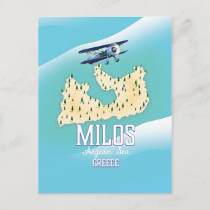 Milos, griechische Insel Karte Reiseplakat Kunst.