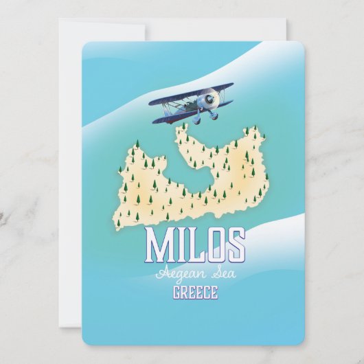 Milos, griechische Insel Karte Reiseplakatkunst. (Vorderseite)