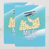 Milos, griechische Insel Karte Reiseplakatkunst. (Vorne/Hinten)