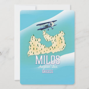 Milos, griechische Insel Karte Reiseplakatkunst.