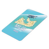 Milos, griechische Insel Karte Reiseplakatkunst. Magnet (Linke Seite)