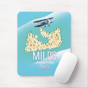 Milos, griechische Insel Karte Reiseplakatkunst. Mousepad