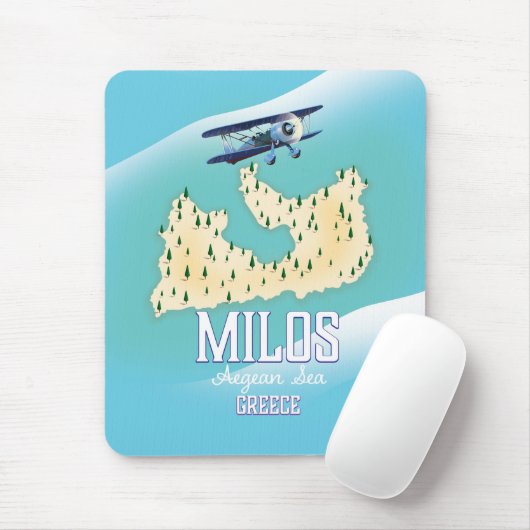 Milos, griechische Insel Karte Reiseplakatkunst. Mousepad (Mit Mouse)