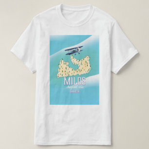 Milos, griechische Insel Karte Reiseplakatkunst. T-Shirt