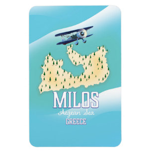 Milos, griechische Inselkarte Reiseposter Kunst. Magnet