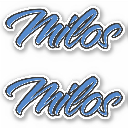 Milos Name blue Aufkleber Sticker Stickerset (Vorderseite)