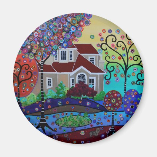 Milos Whimsical Happy Summer Garden Magnet (Vorne)