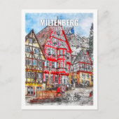 Miltenberg Deutschland Berühmter Platz Wasserfarbe Postkarte (Vorderseite)