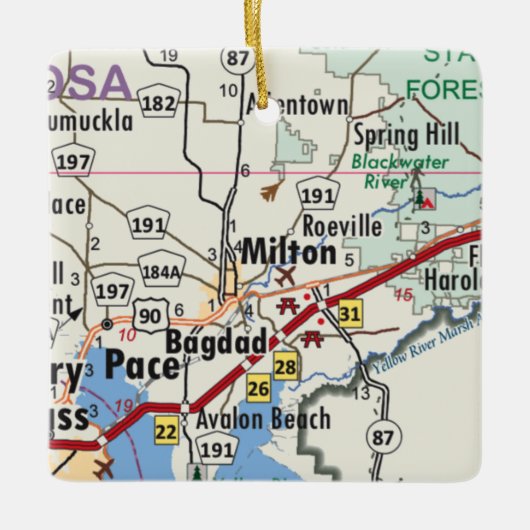 Milton Florida Karte Keramikornament (Vorderseite)