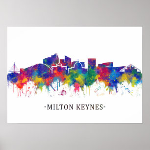 Milton Keynes England Skyline Poster