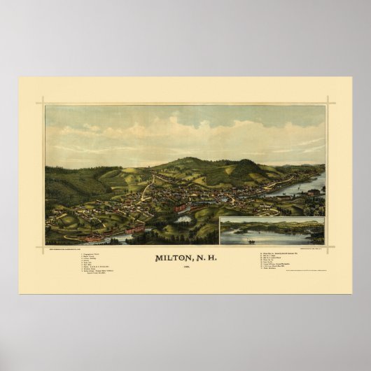 Milton, NH Panoramic Map - 1888 Poster (Vorne)