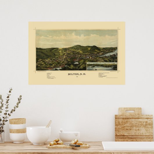 Milton, NH Panoramic Map - 1888 Poster (Küche)