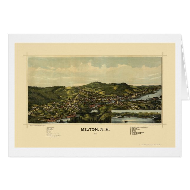 Milton, panoramische Karte NH - 1888 (Vorderseite (Horizontal))