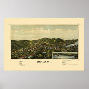 Milton, panoramische Karte NH - 1888 Poster