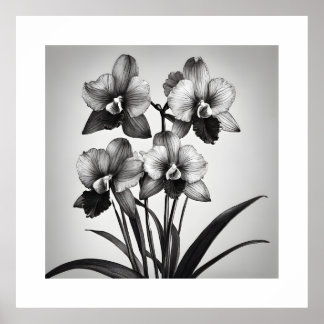 Miltonia Orchids II Monochromatische Kunstdrucke Poster