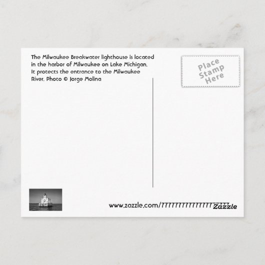 Milwaukee Breakwater Lighthouse Postkarte (Rückseite)