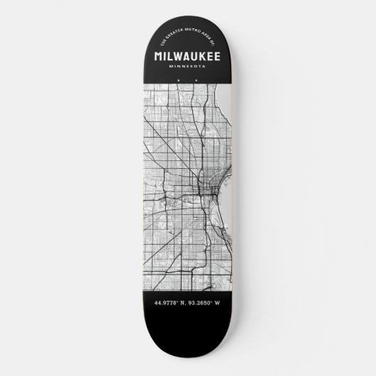 Milwaukee City Map Skateboard (Vorderseite)