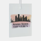 Milwaukee City Skyline Latitude und Länge Ornament Aus Glas (Vorderseite Rechts)