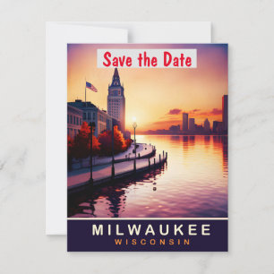 Milwaukee, City Waterfront, Travel Postcard, Save The Date