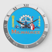 Milwaukee flag Large Clock Große Wanduhr (Vorderseite)