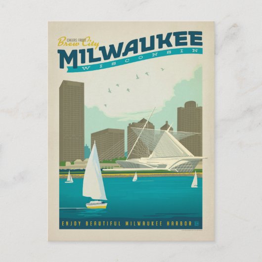 Milwaukee Harbour, Wisconsin Postkarte (Vorderseite)