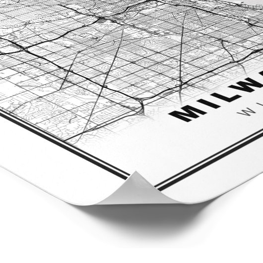 Milwaukee Karte Poster (Ecke)