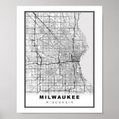Milwaukee Karte Poster (Vorne)