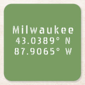 Milwaukee Latitude Länge Rechteckiger Pappuntersetzer (Vorderseite)