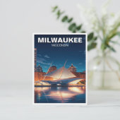 Milwaukee Museum of Art Travel at Night Postkarte (Stehend Vorderseite)
