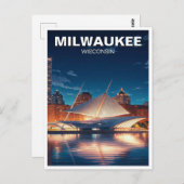 Milwaukee Museum of Art Travel at Night Postkarte (Vorne/Hinten)