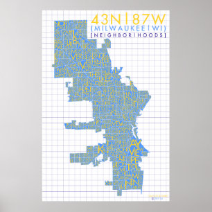 Milwaukee-Nachbarschafts-Typografie-Karte Poster
