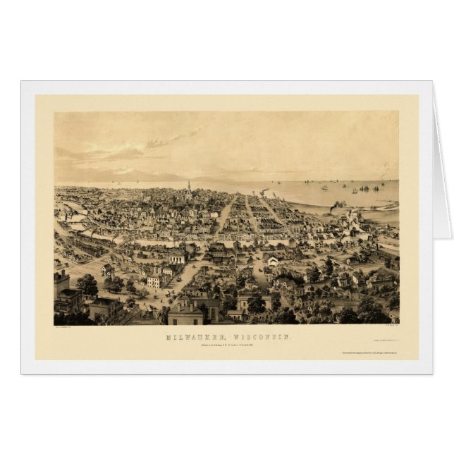 Milwaukee, panoramische Karte WI - 1854 (Vorderseite (Horizontal))