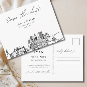Milwaukee Save the Date Postkarte Elegante Hochzei