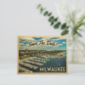 Milwaukee Save the Date Vintag Wisconsin Postcard Ankündigungspostkarte (Stehend Vorderseite)