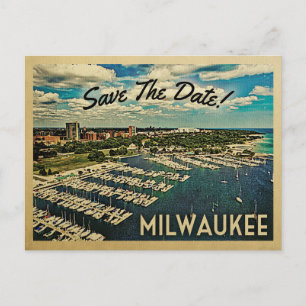 Milwaukee Save The Date Vintage Wisconsin Postkart Ankündigungspostkarte