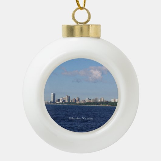 Milwaukee Skyline Ball oder Schneeflocke Keramik Kugel-Ornament (Vorderseite)