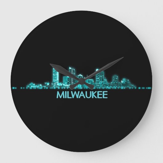 Milwaukee-Skyline Große Wanduhr (Vorderseite)