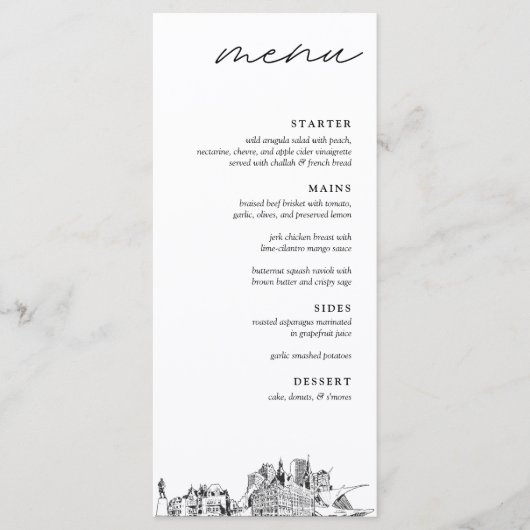 Milwaukee Skyline Modern Wedding Dinner Menu Menükarte (Vorderseite)