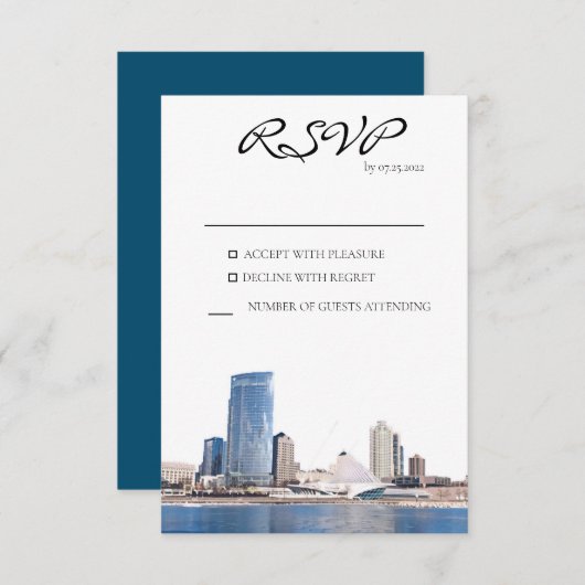 Milwaukee Skyline Response Card RSVP Karte (Vorne/Hinten)