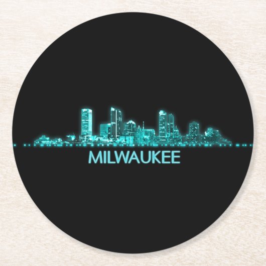 Milwaukee-Skyline Runder Pappuntersetzer (Vorderseite)