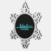 Milwaukee-Skyline Schneeflocken Zinn-Ornament (Rechts)