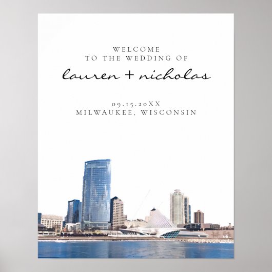 MIlwaukee Skyline Wedding Welcome Sign Poster (Vorne)