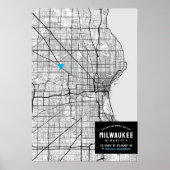 Milwaukee Stadtkarte + Ort markieren Poster (Vorne)