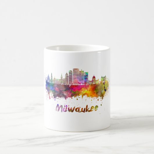 Milwaukee V2 skyline im Watercolor Kaffeetasse (Mittel)