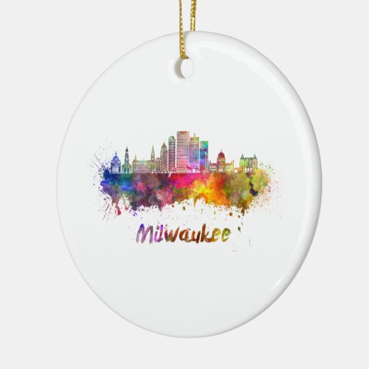 Milwaukee V2 skyline im Watercolor Keramikornament (Links)