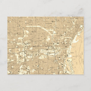 Milwaukee Vintag Map Travel Souvenir Postkarte