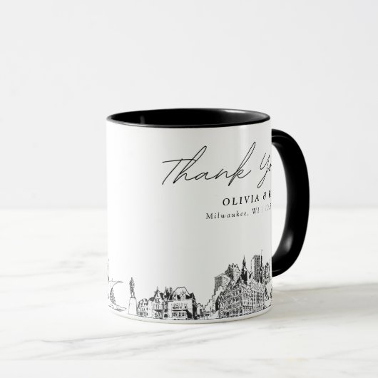 Milwaukee Wedding Minimal Custom Coffee Tasse (VorderseiteRechts)
