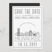 Milwaukee Wedding | Stilisierte Skyline Save the D Einladung (Vorne/Hinten)