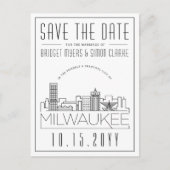 Milwaukee Wedding | Stilisierte Skyline Save the D Postkarte (Vorderseite)