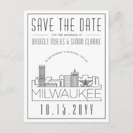 Milwaukee Wedding | Stilisierte Skyline Save the D Postkarte